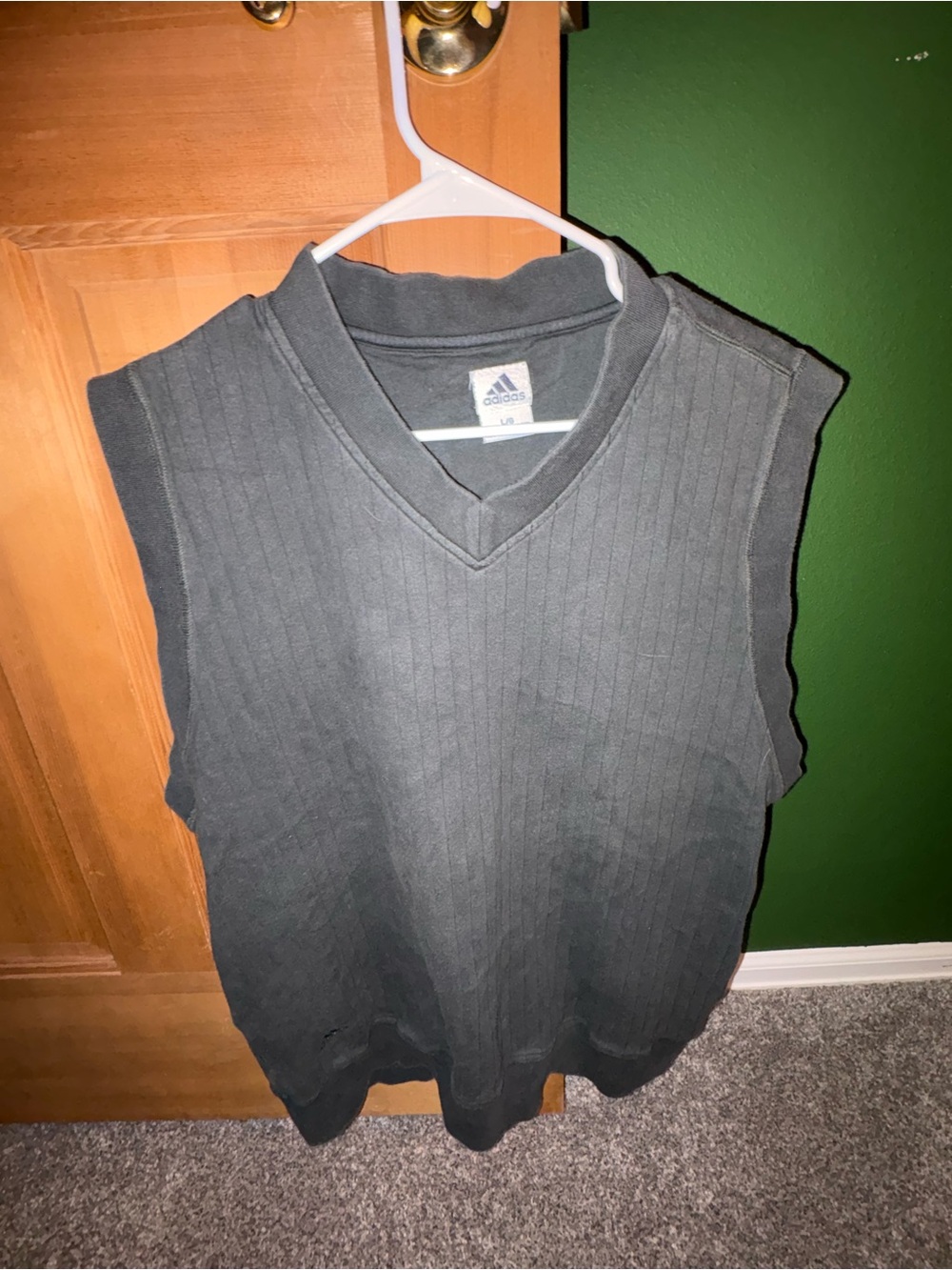 Vintage Adidas Ribbed V-Neck Sweater Vest Size Large